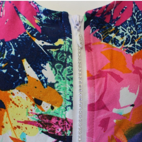 Sportelle PXL Zip Front Jacket Multicolor Floral Rhinestone Zipper Pockets - Picture 6 of 8